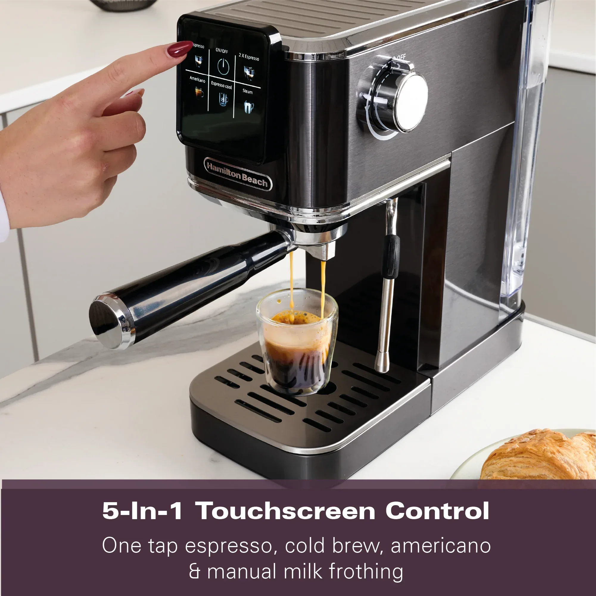 Hamilton Beach BaristaPro Touch 5-in-1 Espresso Machine Black - Image 9