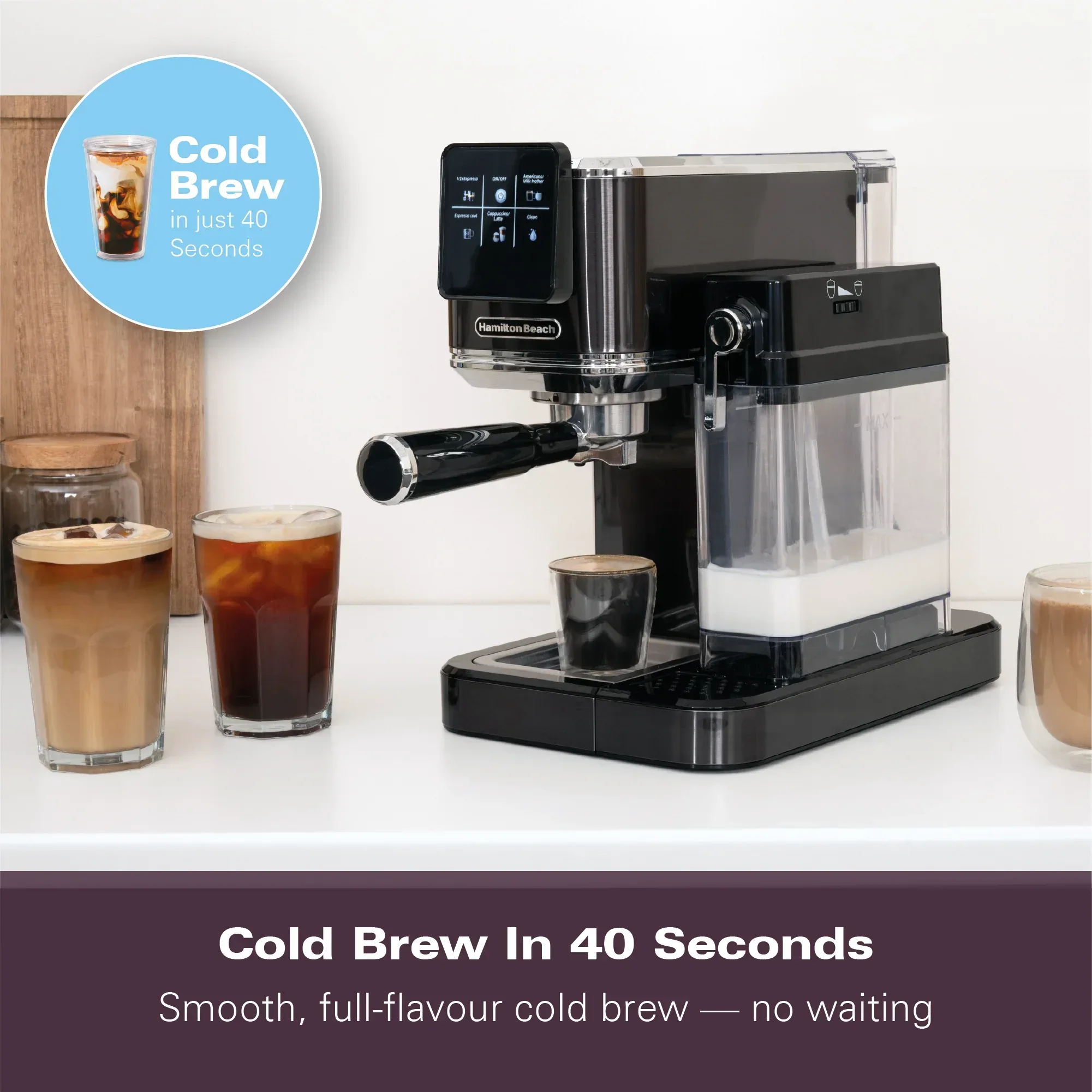 Hamilton Beach BaristaPro+ Touch 8-in-1 Espresso Machine Black - Image 8