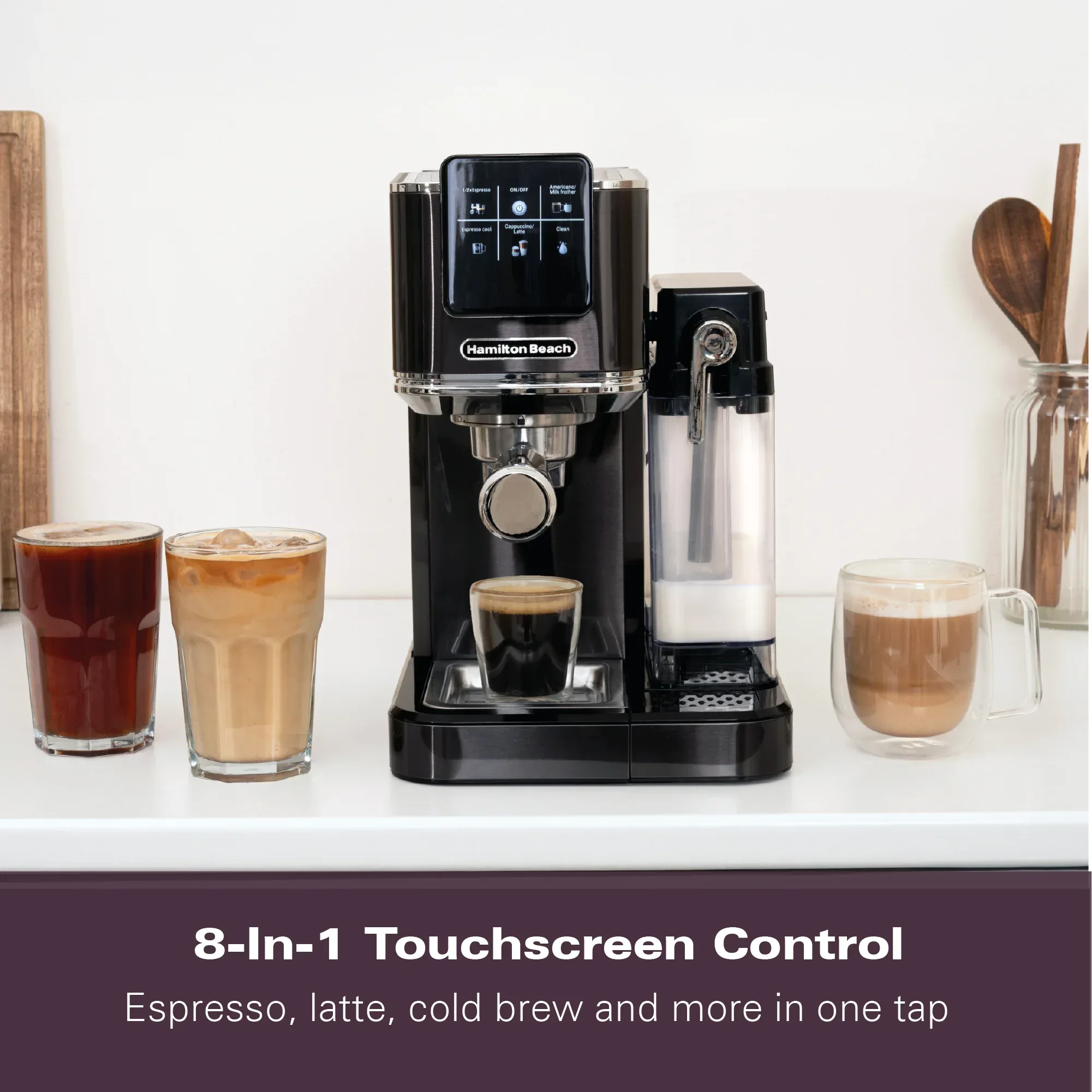 Hamilton Beach BaristaPro+ Touch 8-in-1 Espresso Machine Black - Image 9