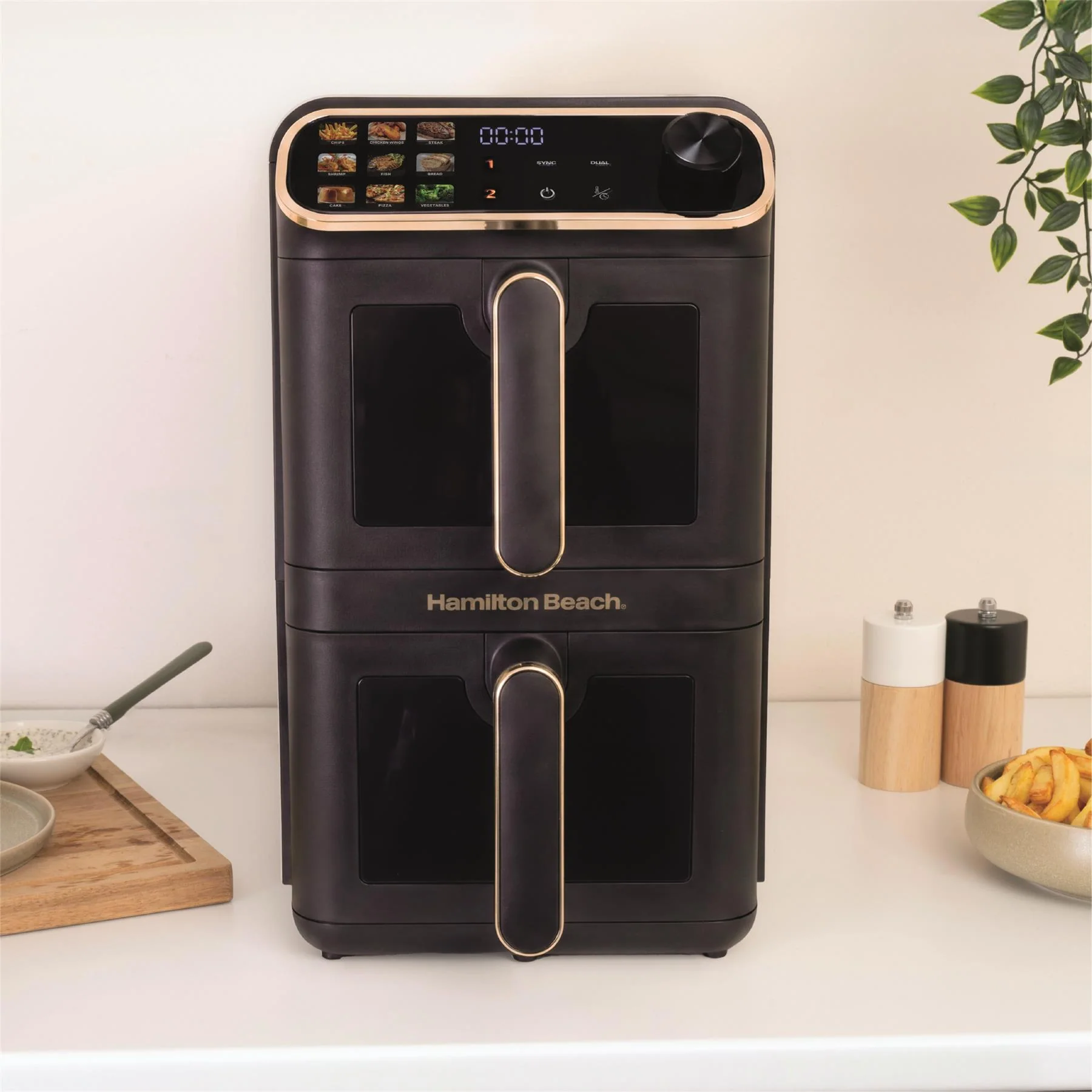 Hamilton Beach DualStack 11L Smart Air Fryer - Black & Brushed Brass - Image 3