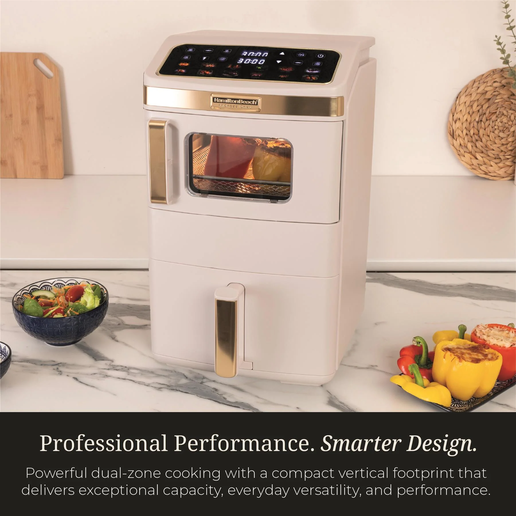 Hamilton Beach Professional DualStack 14.5L Air Fryer Oven - Stone & Brushed Brass - Image 4