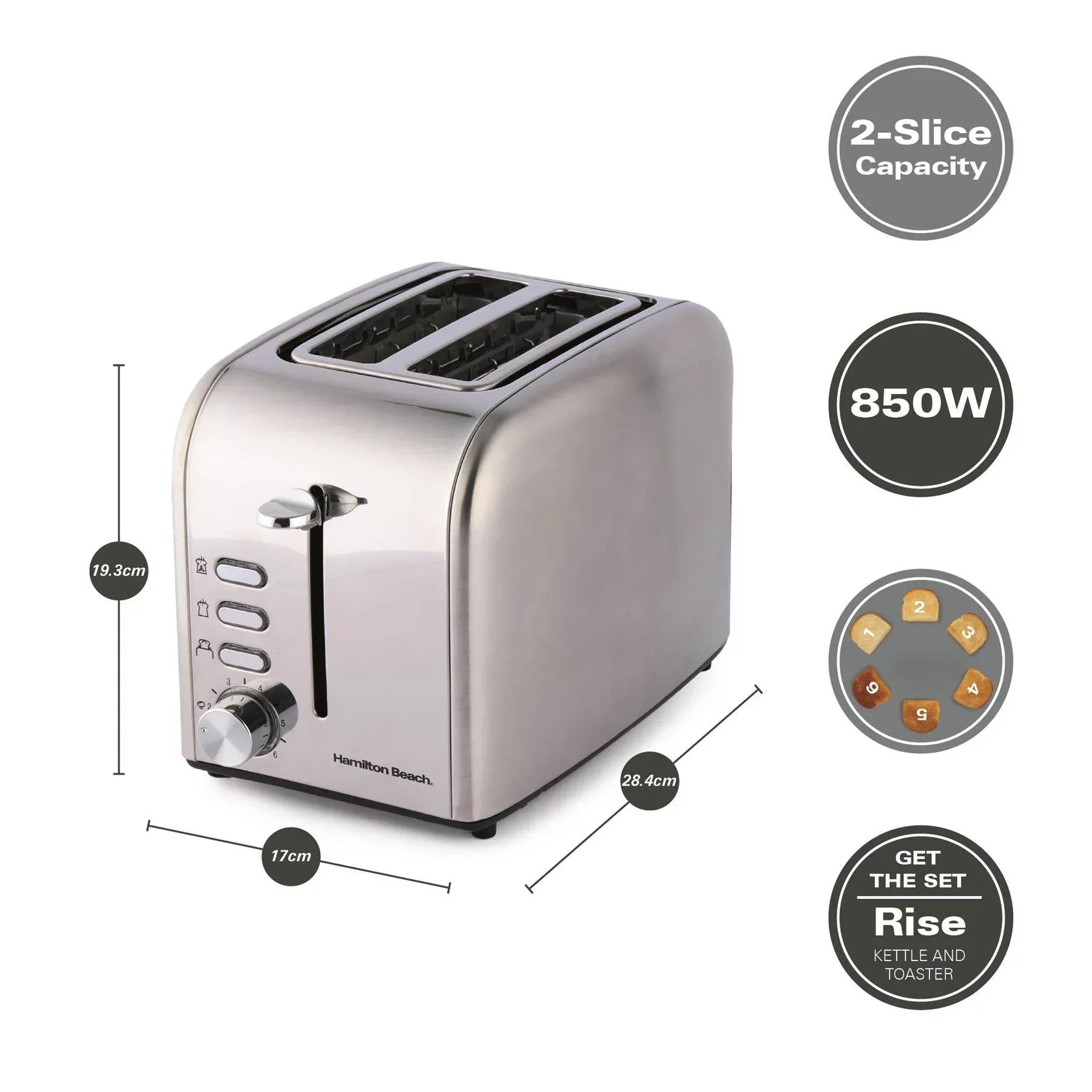 Hamilton Beach Rise Kettle & 2 Slice Toaster Set - Polished - Image 7