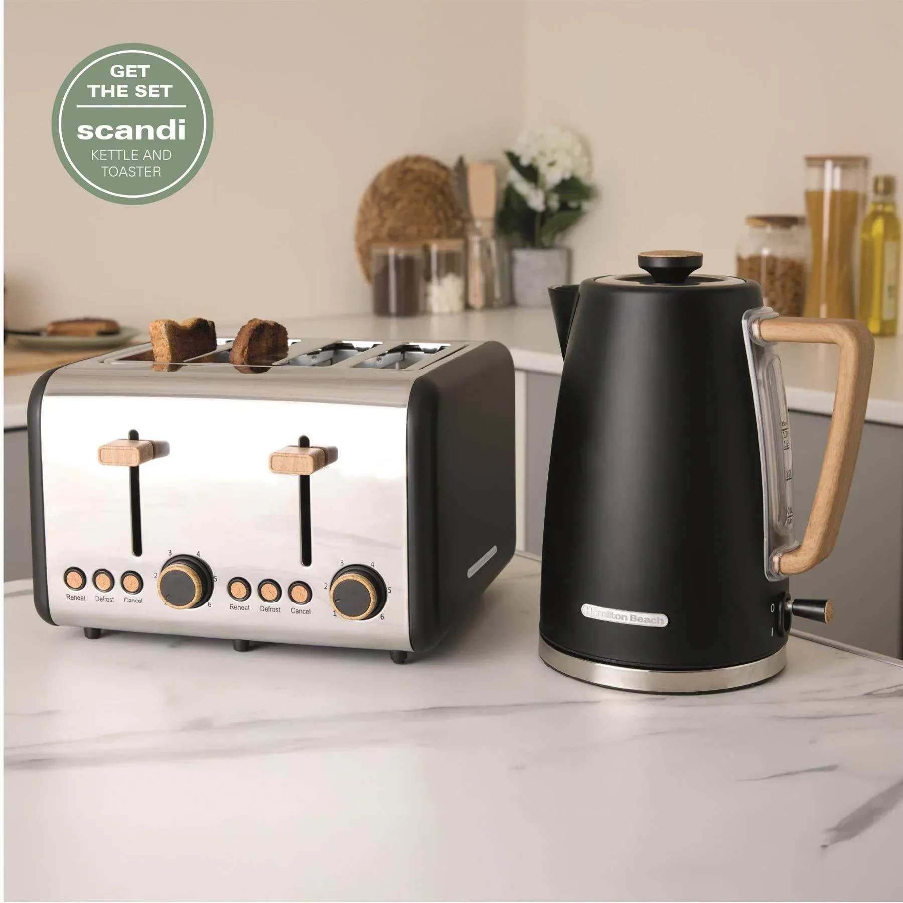 Hamilton Beach Scandi Classic Kettle & Toaster Set - Black - Image 4
