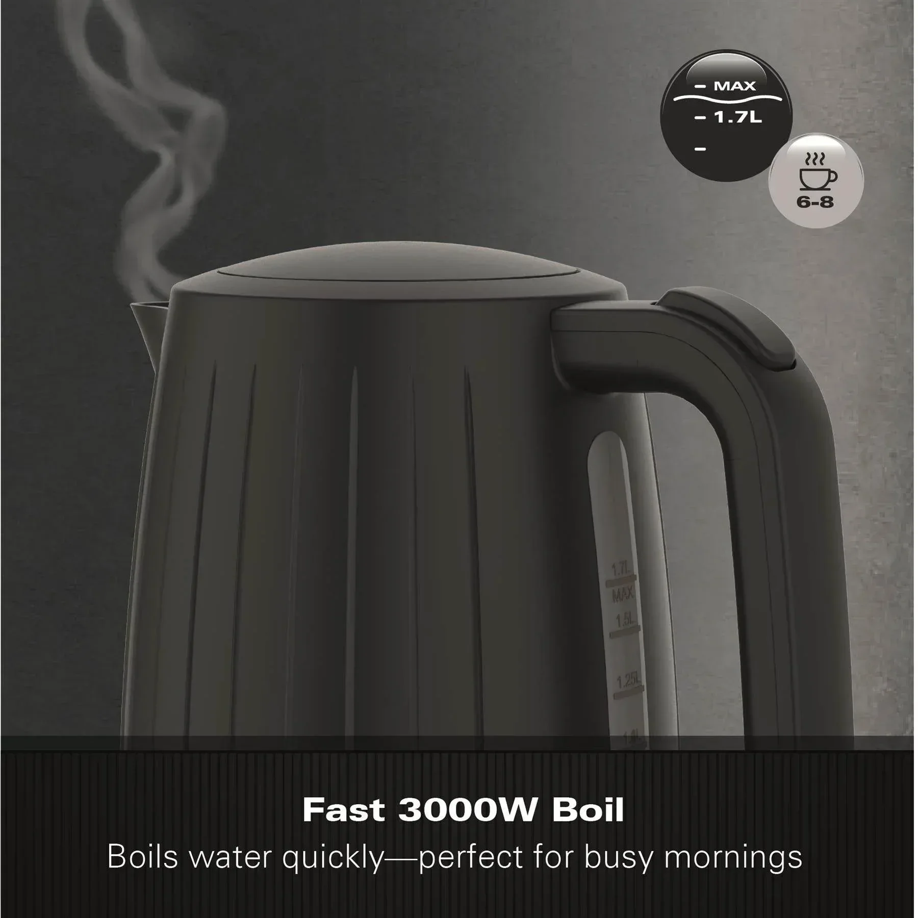 Hamilton Beach Stealth 1.7L Textured Kettle - Matte Black - Image 7